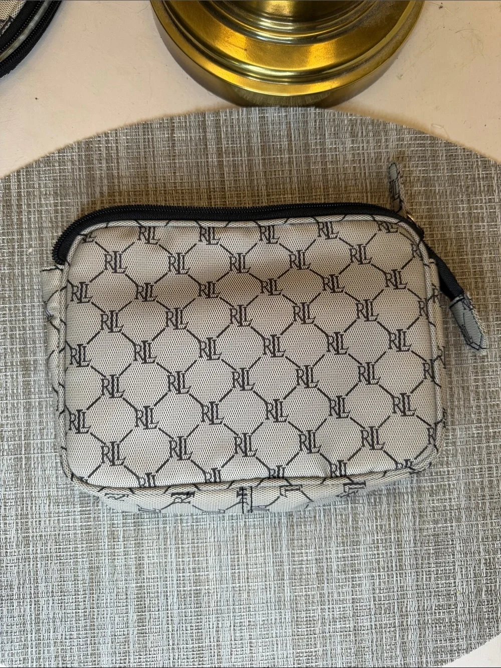 Lauren Ralph Lauren White & Black RL Logo Cosmetic Pouches Set